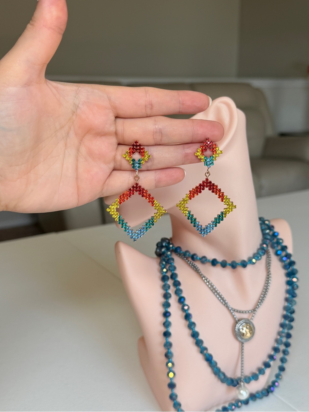 Colorful Drop Dangle Earrings - Multicolor - Picture 10 of 12